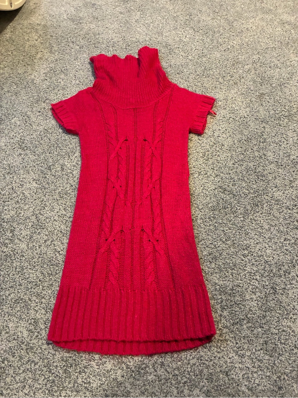 Pink Republic Red Cable-Knit Turtleneck Short-Sleeve Dress